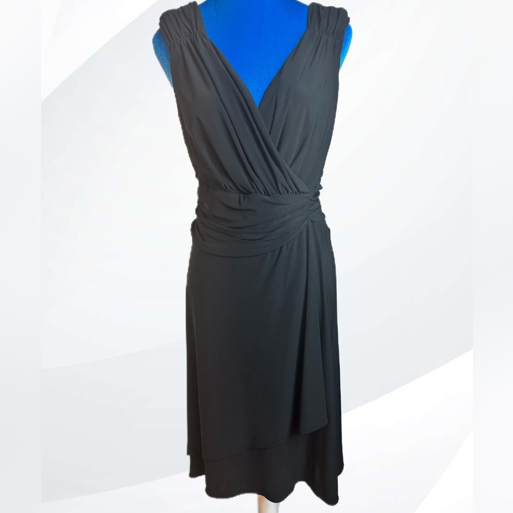 Scarlett Nite Black Draped Midi Dress
